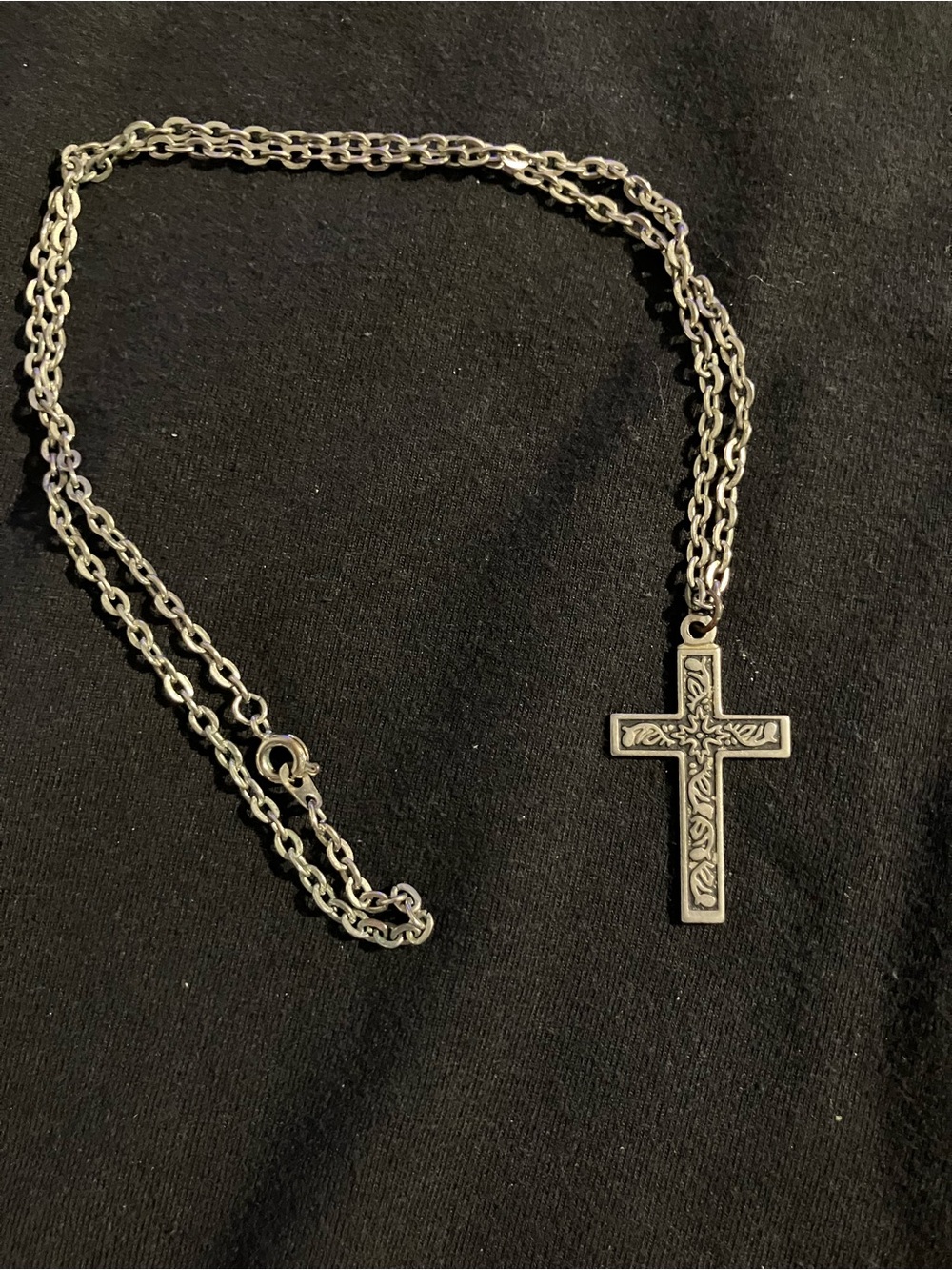 Silver Tone Cross Pendant Necklace - Elegant Women's Religious Jewelry